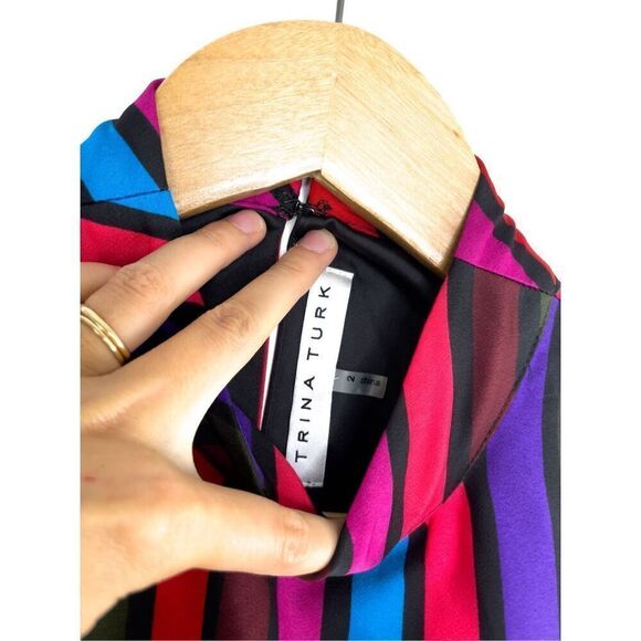 Trina Turk Logan Striped Shift Dress Size 2 Retro Multicolored - Picture 4 of 12